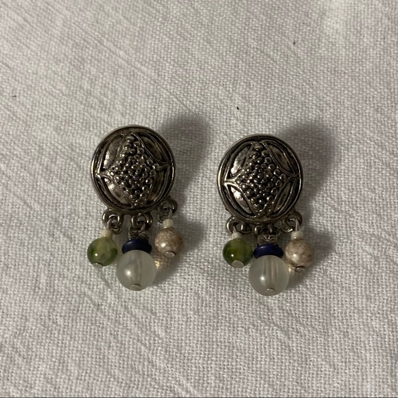 FREE IF BUNDLED Vintage Metal and Beaded Earrings EUC - Picture 1 of 4